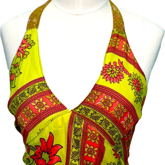 Bohemian wildflower halter top. (Reversible) - Picture 5 of 8